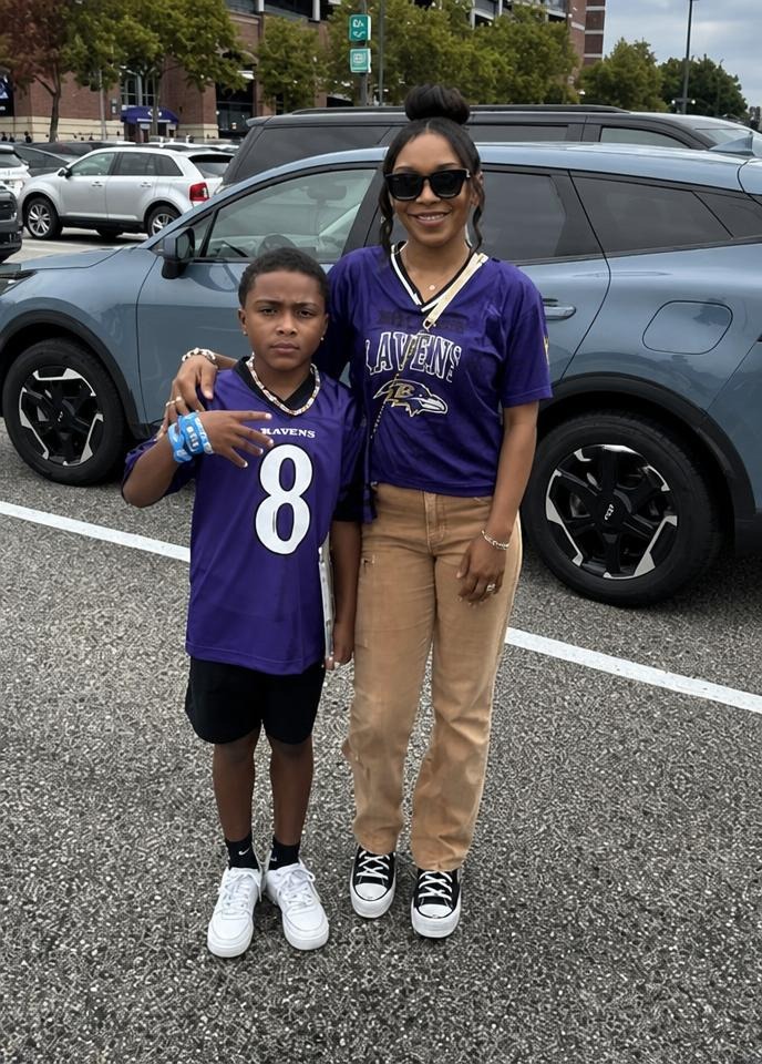 Lockie in his Ravens jersey on game day
